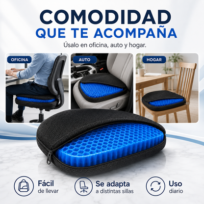 Cojín de Gel Antideslizante para Oficina, Auto y Hogar