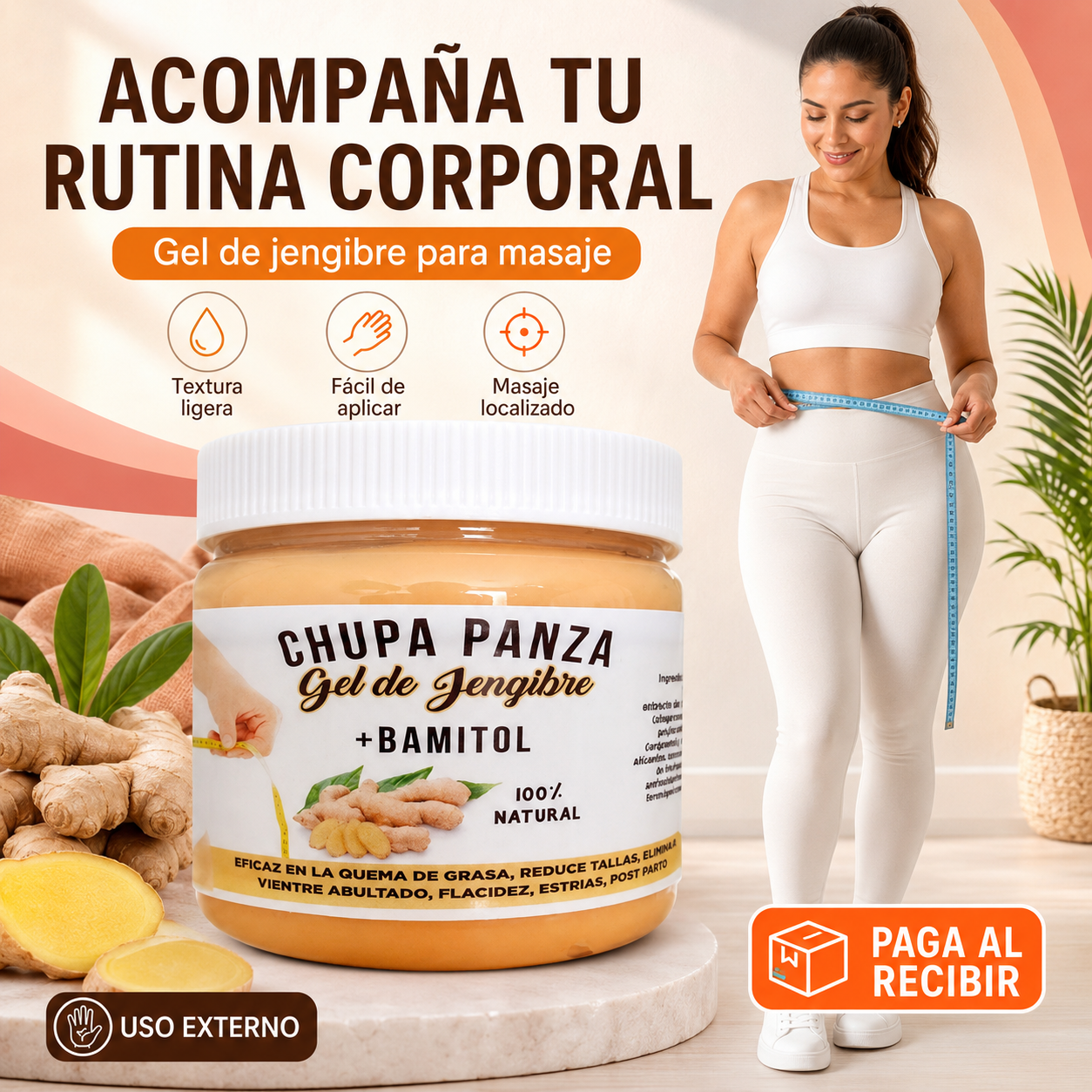 Gel Corporal Reafirmante de Jengibre + Bamintol – Chupa Panza