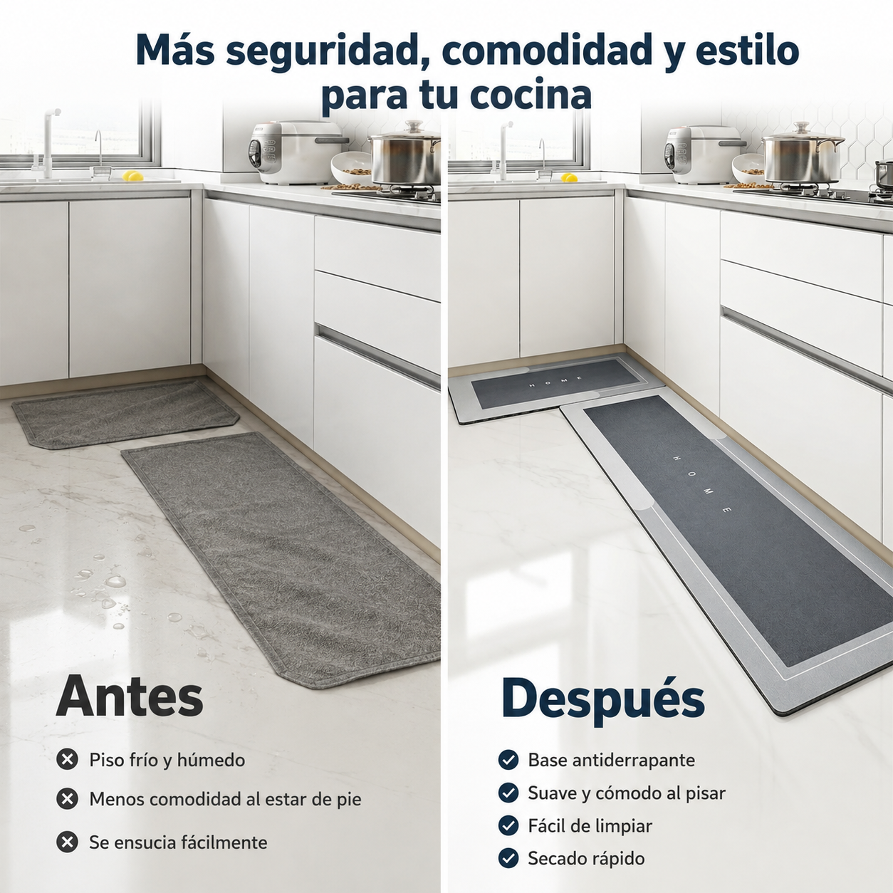 Set Premium de 2 Tapetes Antiderrapantes – 1 Largo + 1 Corto para tu Hogar