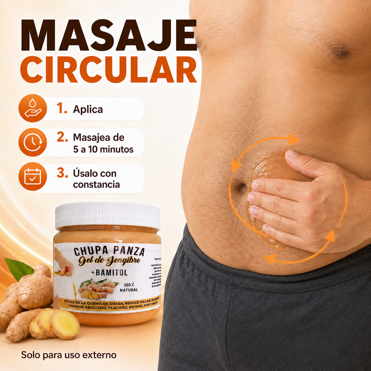 Gel Corporal Reafirmante de Jengibre + Bamintol – Chupa Panza